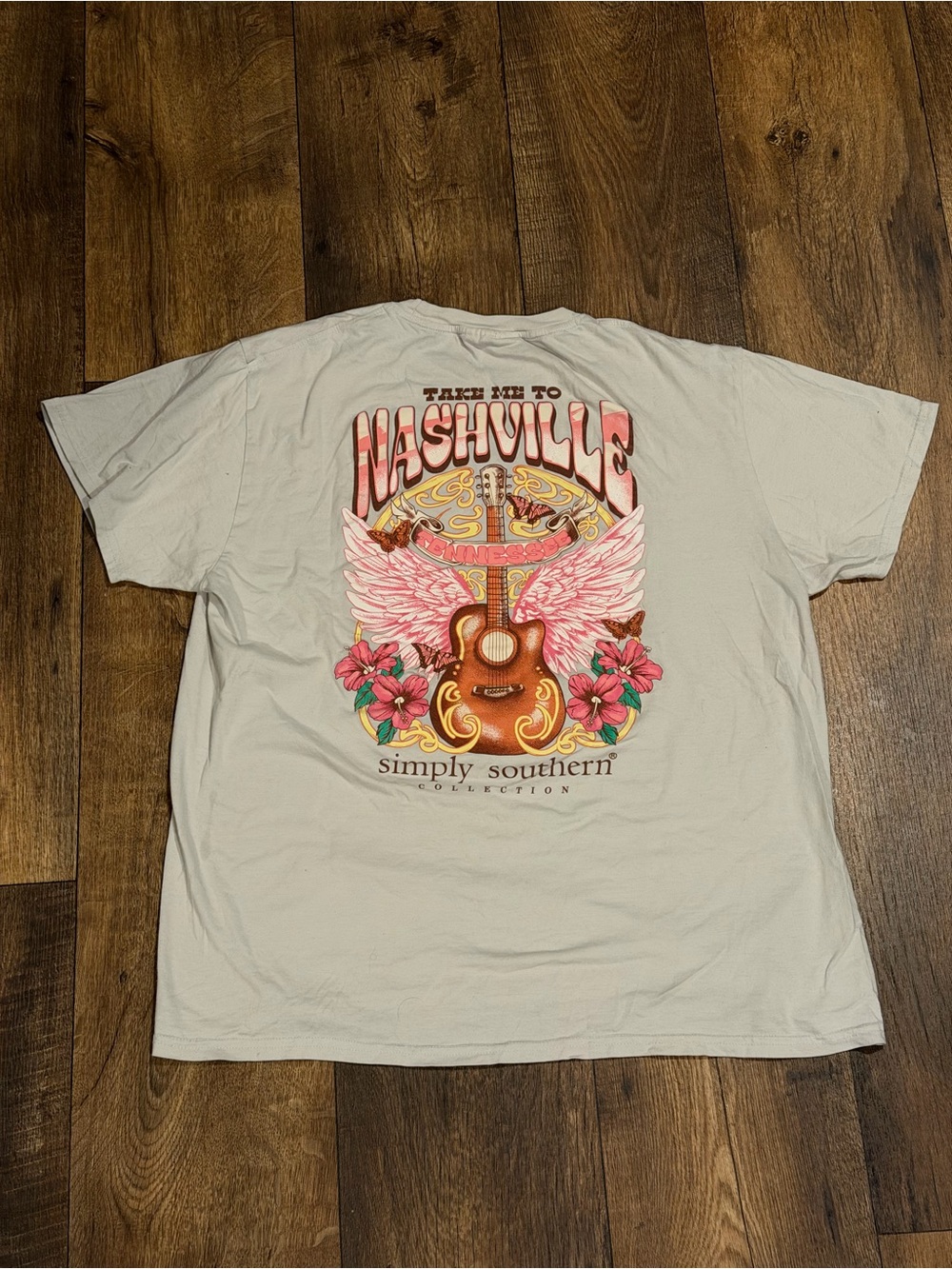Simply Southern Cream-Colored Tee with Logo Tag
